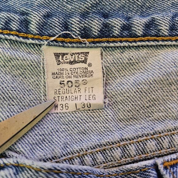 Vintage Mens Levis 505 Regular Fit Straight Leg Size 36 - Picture 5 of 7